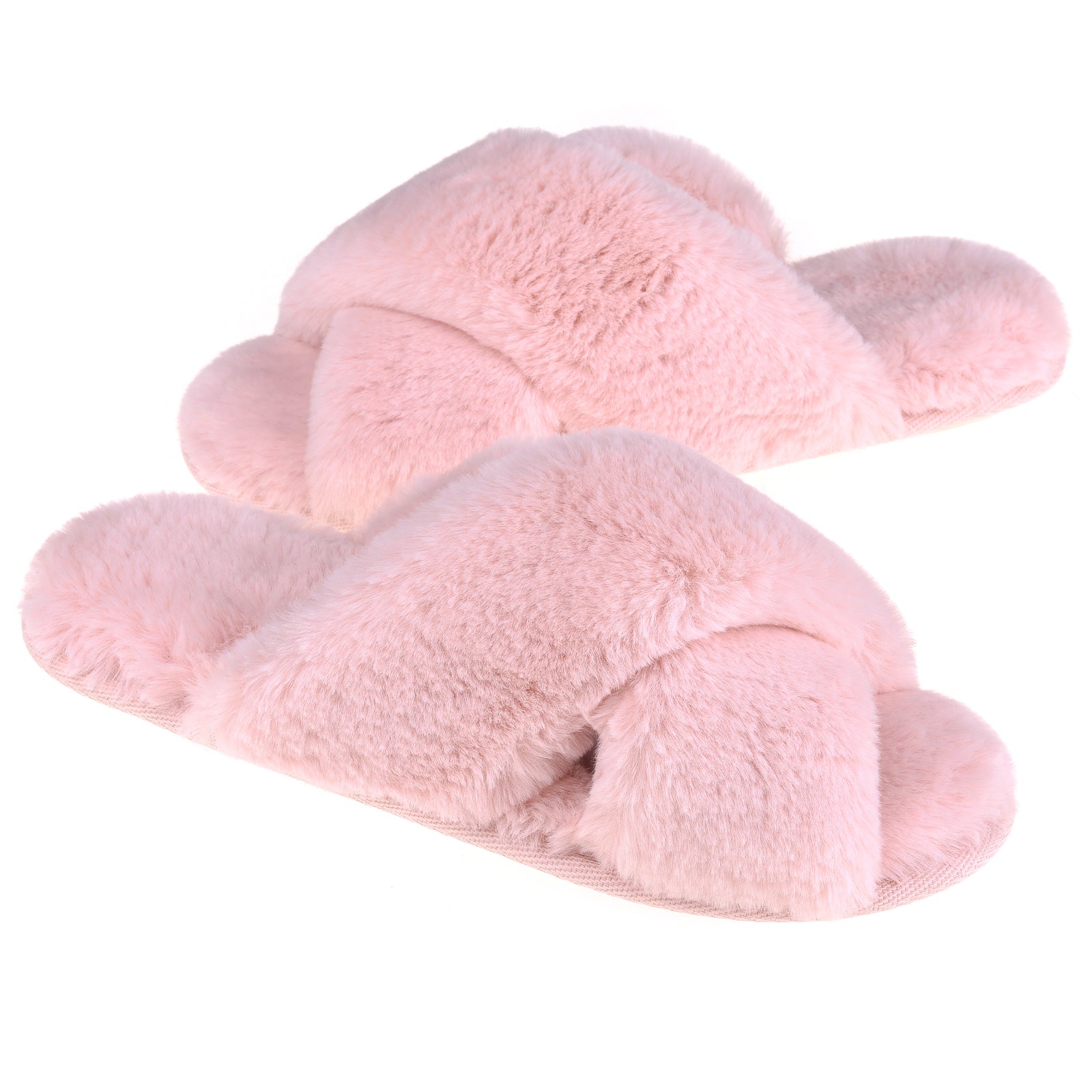 Women's Cross Band Plush Slippers, Fashionable Indoor House Slippers