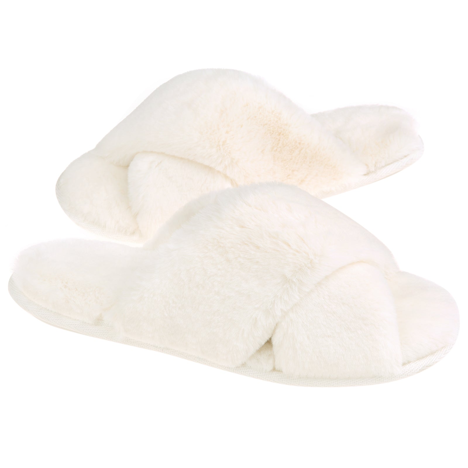 Fluffxfluff / Open Toe Fluffy Slippers / Crossover Band 