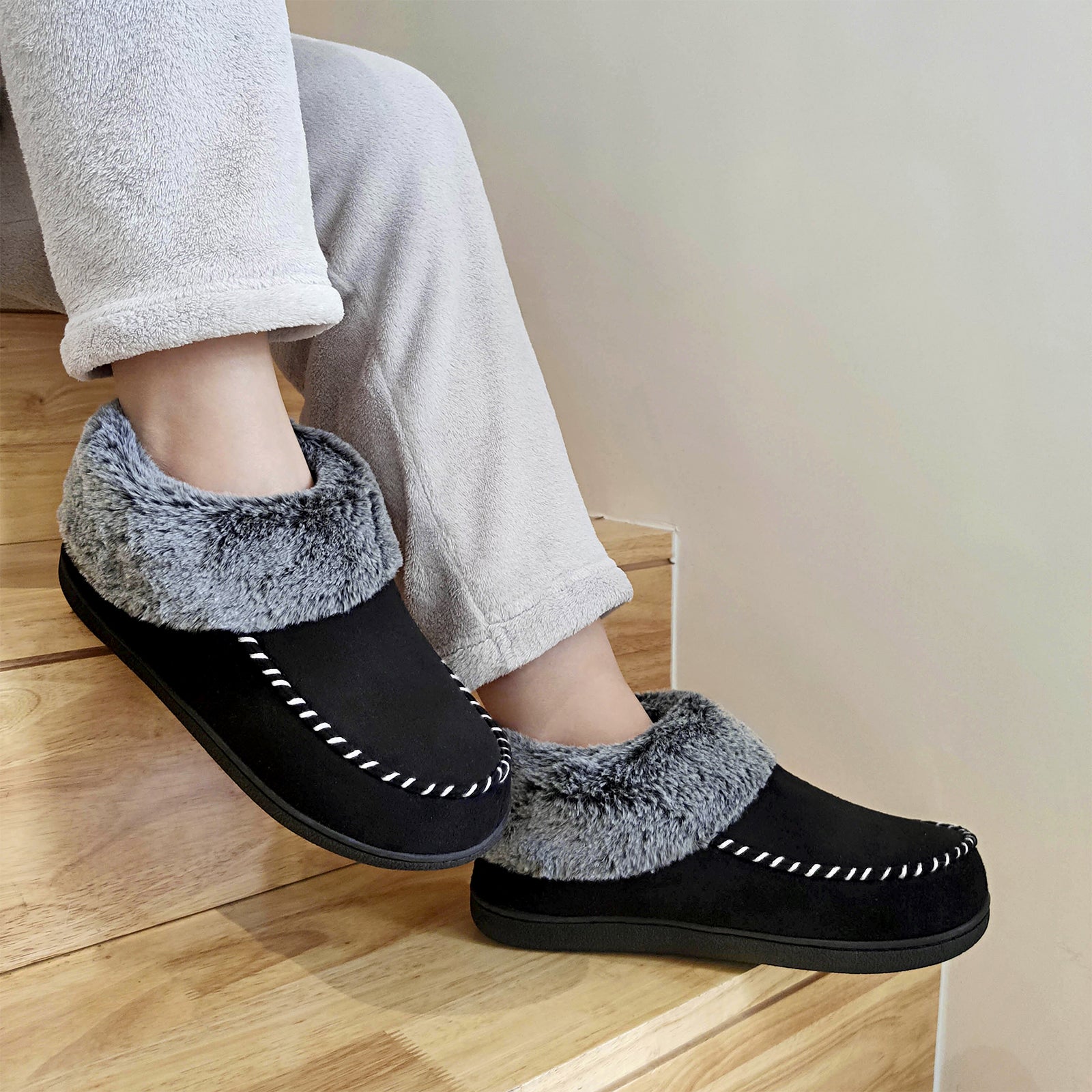 VONMAY Women's Fuzzy Slippers Booties Indoor Outdoor House Shoes 