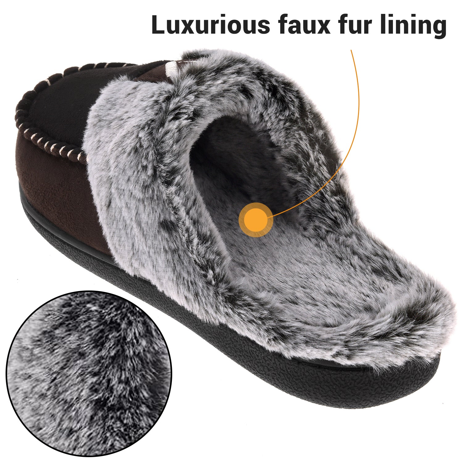  VONMAY Men's Memory Foam Fuzzy Slippers Slip On Scuff House  Shoes Moccasin Faux Fur Plush Fleece Lining Indoor Outdoor Winter Warm 