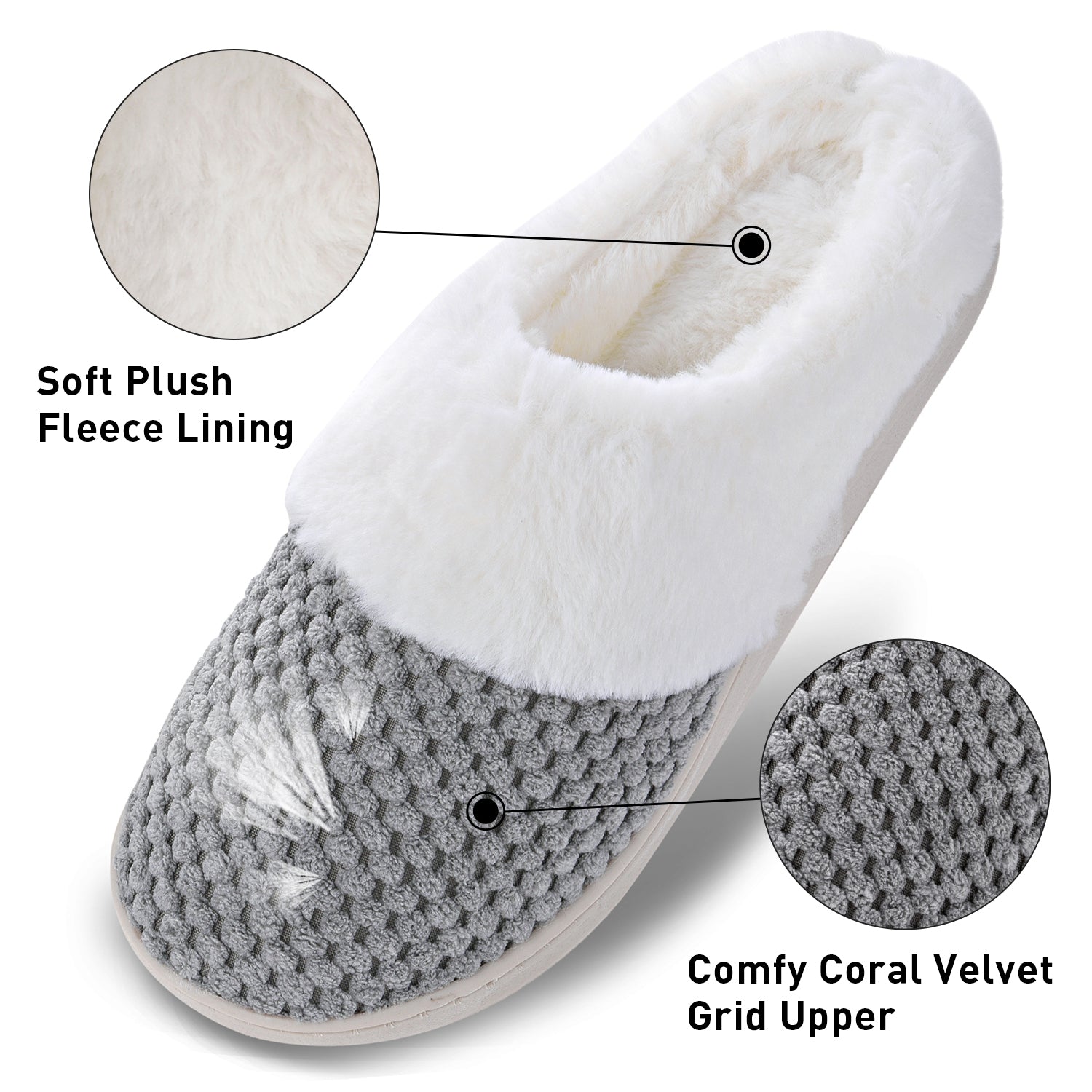 VONMAY Women's Slippers House Shoes Fleece Fuzzy Plush Lining Comfort